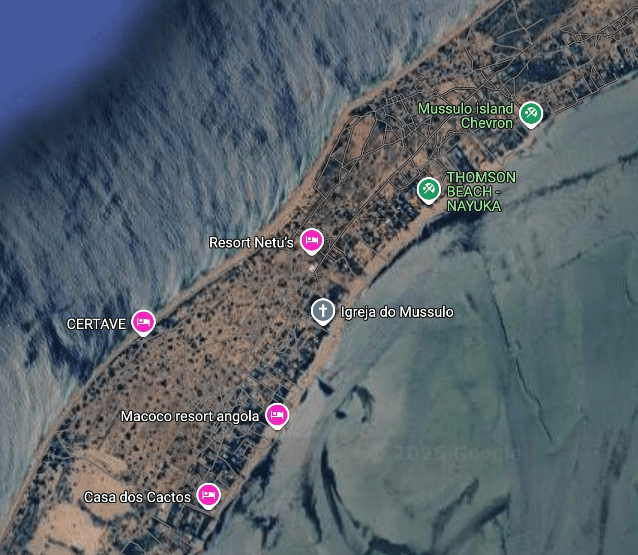 Mapa de localização da Oluango Rental em Mussulo